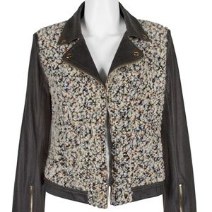 CARRE NOIR FAUX LEATHER JACKET WITH WOOL FABRIC